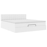 Struttura Letto Pouf con Materasso Bianco 160x200 cm Similpelle