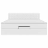 Struttura Letto Pouf con Materasso Bianco 160x200 cm Similpelle