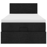 Struttura Letto Pouf con Materasso Nero 80x200 cm in Tessuto
