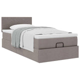 Struttura Letto Pouf con Materasso Tortora 80x200 cm in Tessuto