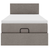 Struttura Letto Pouf con Materasso Tortora 80x200 cm in Tessuto