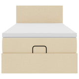 Struttura Letto Pouf con Materasso Crema 80x200 cm in Tessuto