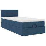 Struttura Letto Pouf con Materasso Blu 80x200 cm in Tessuto