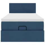 Struttura Letto Pouf con Materasso Blu 80x200 cm in Tessuto