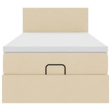 Struttura Letto Pouf con Materasso Crema 90x190 cm in Tessuto