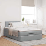 Pouf Letto con Materasso Grigio Chiaro 120x190 cm in Tessuto