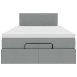 Pouf Letto con Materasso Grigio Chiaro 120x190 cm in Tessuto