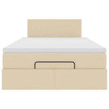 Struttura Letto Pouf con Materasso Crema 120x190 cm in Tessuto