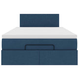 Struttura Letto Pouf con Materasso Blu 120x190 cm in Tessuto