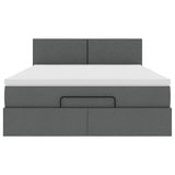 Pouf Letto con Materasso Grigio Scuro 140x190 cm in Tessuto
