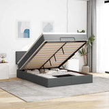 Pouf Letto con Materasso Grigio Scuro 140x190 cm in Tessuto