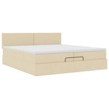 Struttura Letto Pouf con Materasso Crema 200x200cm in Tessuto