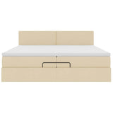 Struttura Letto Pouf con Materasso Crema 200x200cm in Tessuto