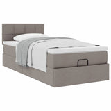 Struttura Letto Pouf con Materasso Tortora 80x200 cm in Tessuto
