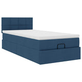 Struttura Letto Pouf con Materasso Blu 80x200 cm in Tessuto