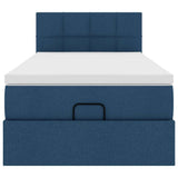 Struttura Letto Pouf con Materasso Blu 80x200 cm in Tessuto
