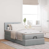 Pouf Letto con Materasso Grigio Chiaro 100x200 cm in Tessuto