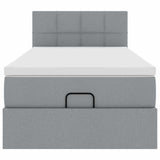Pouf Letto con Materasso Grigio Chiaro 100x200 cm in Tessuto