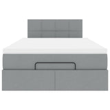 Pouf Letto con Materasso Grigio Chiaro 120x190 cm in Tessuto