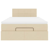 Struttura Letto Pouf con Materasso Crema 120x190 cm in Tessuto