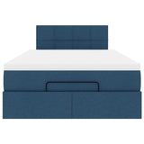 Pouf Letto con Materasso Blu 120x200 cm in Tessuto