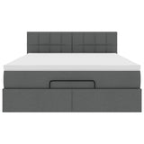 Pouf Letto con Materasso Grigio Scuro 140x190 cm in Tessuto