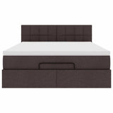 Pouf Letto con Materasso Marrone Scuro 140x190 cm in Tessuto
