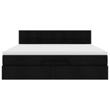 Struttura Letto Pouf con Materasso Nero 160x200 cm in Tessuto