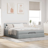 Struttura Letto Pouf con Materasso 200x200 cm in Tessuto
