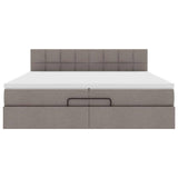 Struttura Letto Pouf con Materasso Tortora 200x200 cm Tessuto