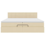 Struttura Letto Pouf con Materasso Crema 200x200cm in Tessuto