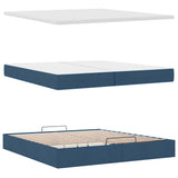 Struttura Letto Pouf con Materasso Blu 200x200 cm in Tessuto