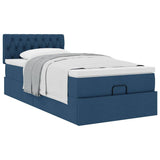 Struttura Letto Pouf con Materasso Blu 80x200 cm in Tessuto