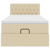 Struttura Letto Pouf con Materasso Crema 90x190 cm in Tessuto