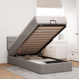 Pouf Letto con Materasso Tortora 100x200 cm in Tessuto