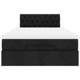 Pouf Letto con Materasso Nero 120x190 cm in Tessuto