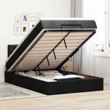 Pouf Letto con Materasso Nero 120x190 cm in Tessuto