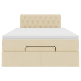 Struttura Letto Pouf con Materasso Crema 120x190 cm in Tessuto