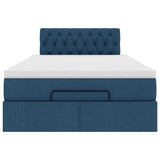 Pouf Letto con Materasso Blu 120x200 cm in Tessuto