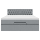 Pouf Letto con Materasso Grigio Chiaro 140x190 cm in Tessuto
