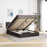 Pouf Letto con Materasso Marrone Scuro 140x190 cm in Tessuto