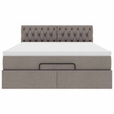 Pouf Letto con Materasso Tortora 140x200 cm in Tessuto