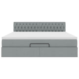 Pouf Letto con Materasso Grigio Chiaro 160x200 cm in Tessuto