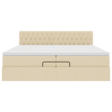 Struttura Letto Pouf con Materasso Crema 200x200cm in Tessuto