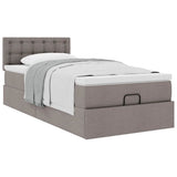Struttura Letto Pouf con Materasso Tortora 80x200 cm in Tessuto