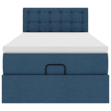 Struttura Letto Pouf con Materasso Blu 80x200 cm in Tessuto