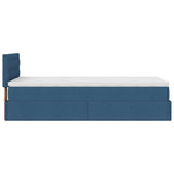 Struttura Letto Pouf con Materasso Blu 80x200 cm in Tessuto