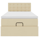 Struttura Letto Pouf con Materasso Crema 90x190 cm in Tessuto