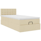 Pouf Letto con Materasso Crema 100x200 cm in Tessuto