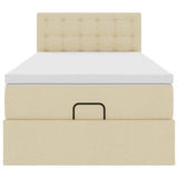 Pouf Letto con Materasso Crema 100x200 cm in Tessuto